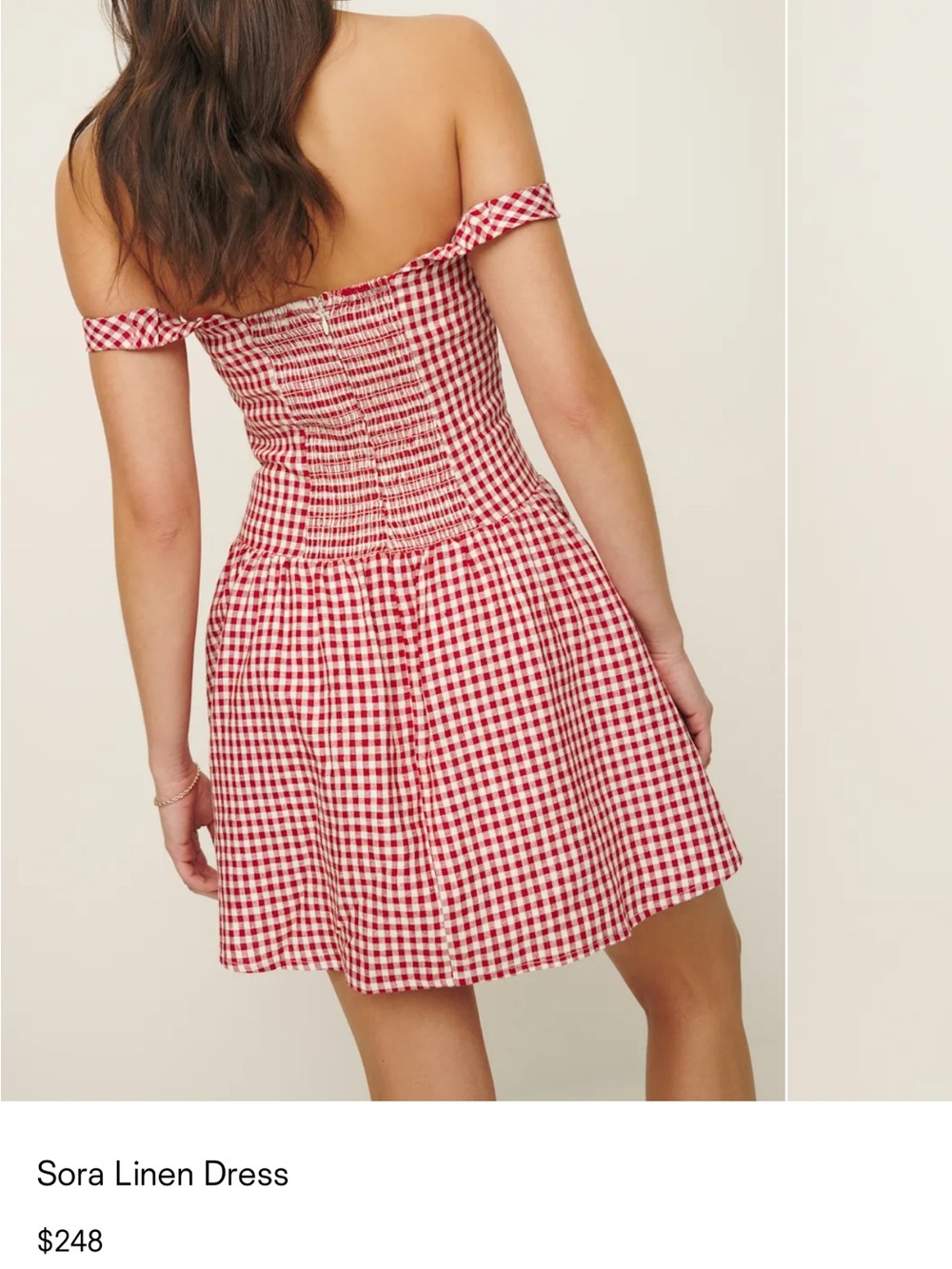 Reformation Sora Linen Mini Dress in Red and White Gingham - Picture 4 of 9